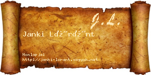 Janki Lóránt névjegykártya