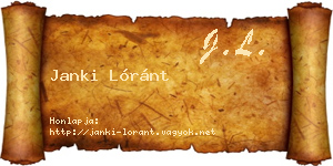 Janki Lóránt névjegykártya
